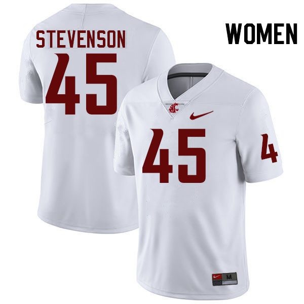 Women #45 Raam Stevenson Washington State Cougars College Football Jerseys Stitched-White